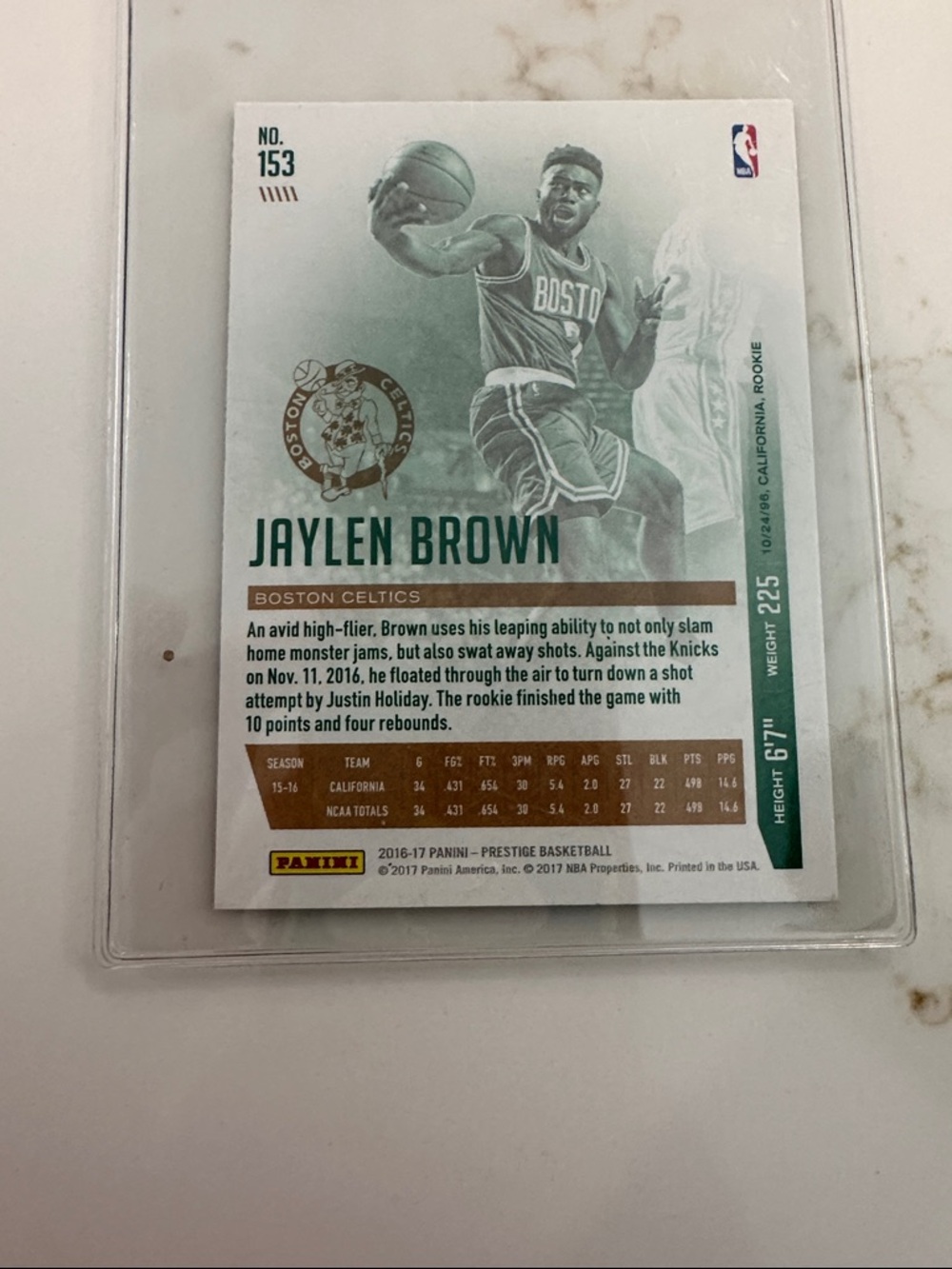 Panini Prestige Jaylen Brown Boston Celtics Basketball Rookie Card - Green - Picture 2 of 6
